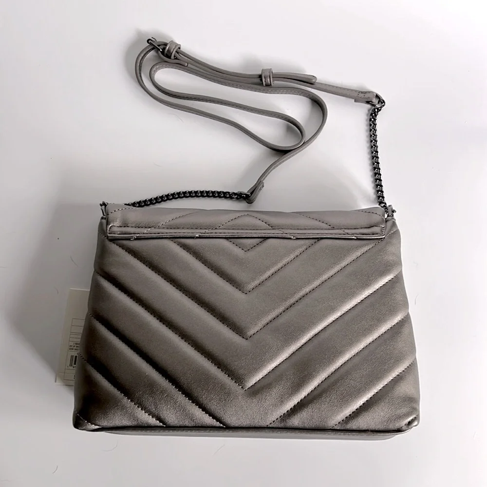 A New Day Quilted Boxy Crossbody Bag Metallic Gray